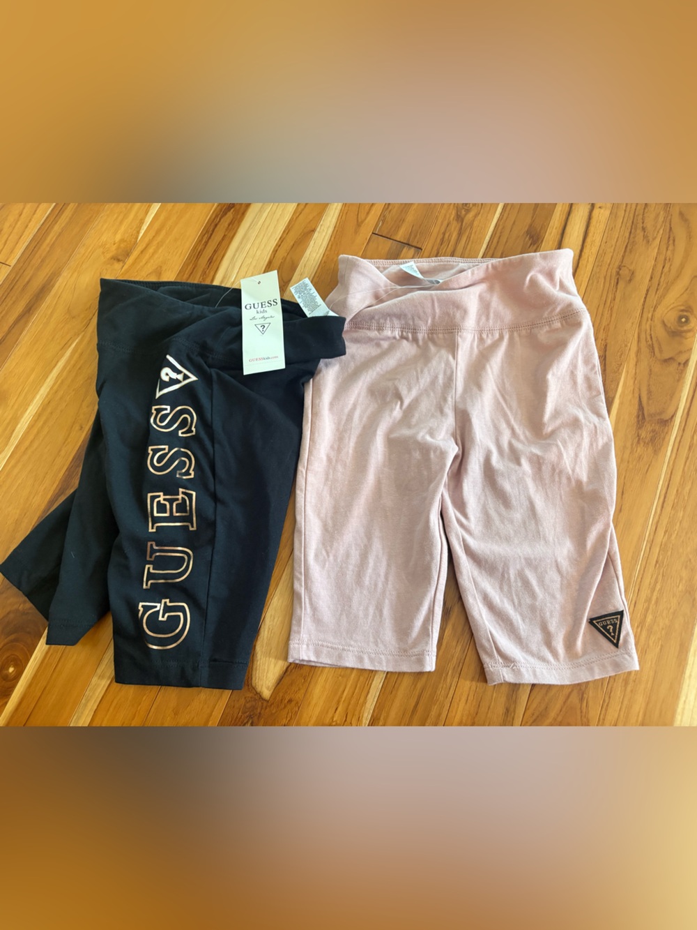 Guess Kids Black and Light Pink Bike Short Set